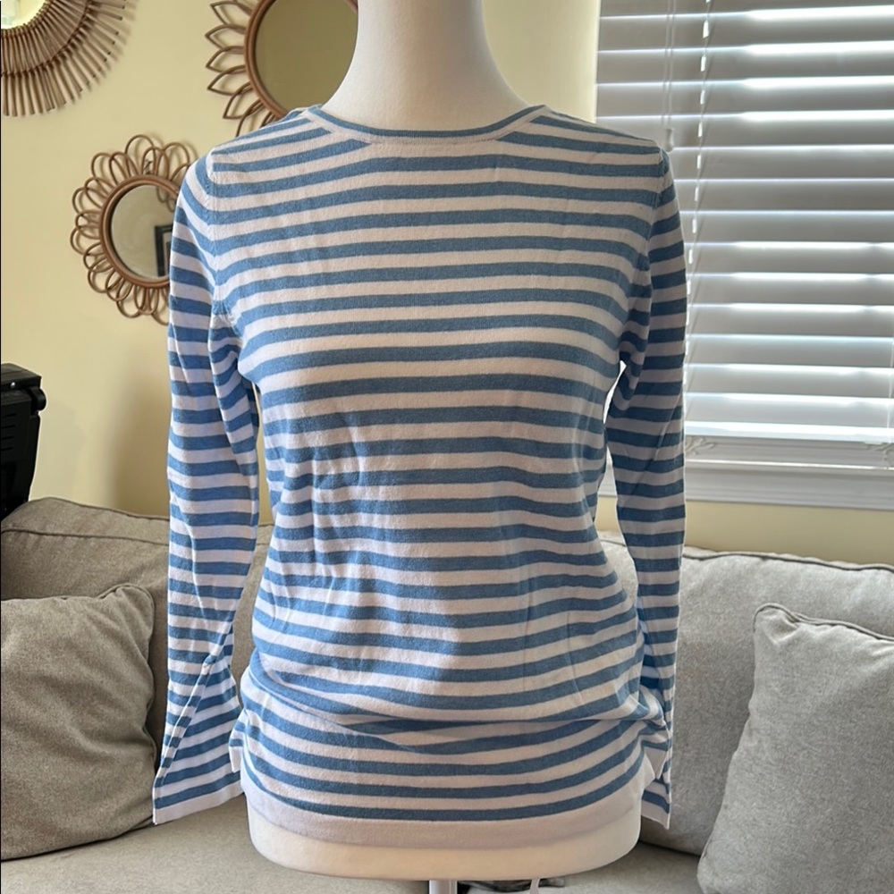 Paul James Striped Blue and White Women's Crew Neck Sweater